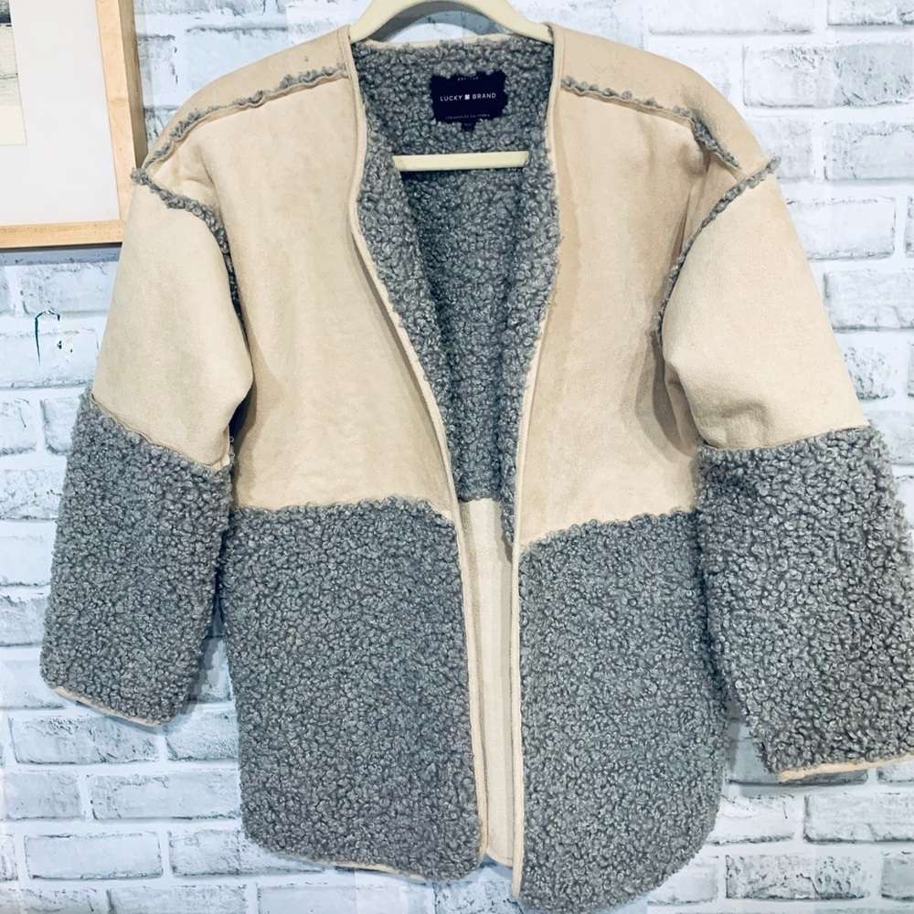 Lucky Brand NWOT faux suede and sherpa jacket